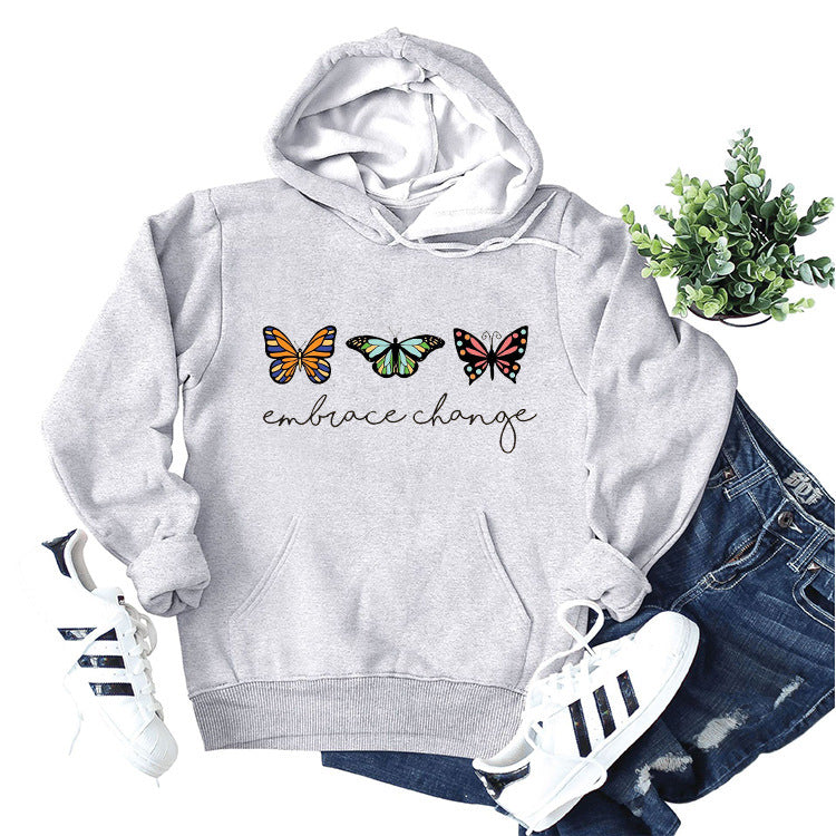Sweat à capuche pour femmes avec motif de papillon inspirant et message motivant Levoire