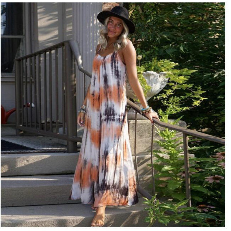 Robe maxi pour femme avec un design tie-dye tendance et un décolleté en V flatteur Levoire