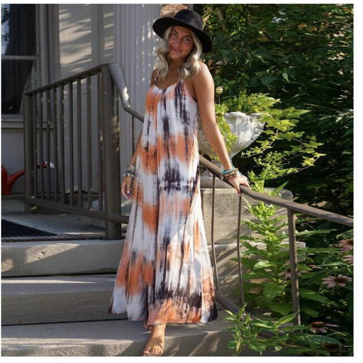 Robe maxi pour femme avec un design tie-dye tendance et un décolleté en V flatteur Levoire