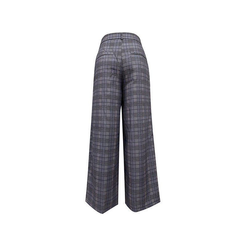 Pantalon large à carreaux pour femmes Levoire