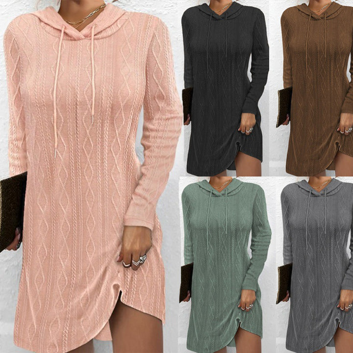 Robe en tricot pour femmes avec capuche et motif texturé Levoire