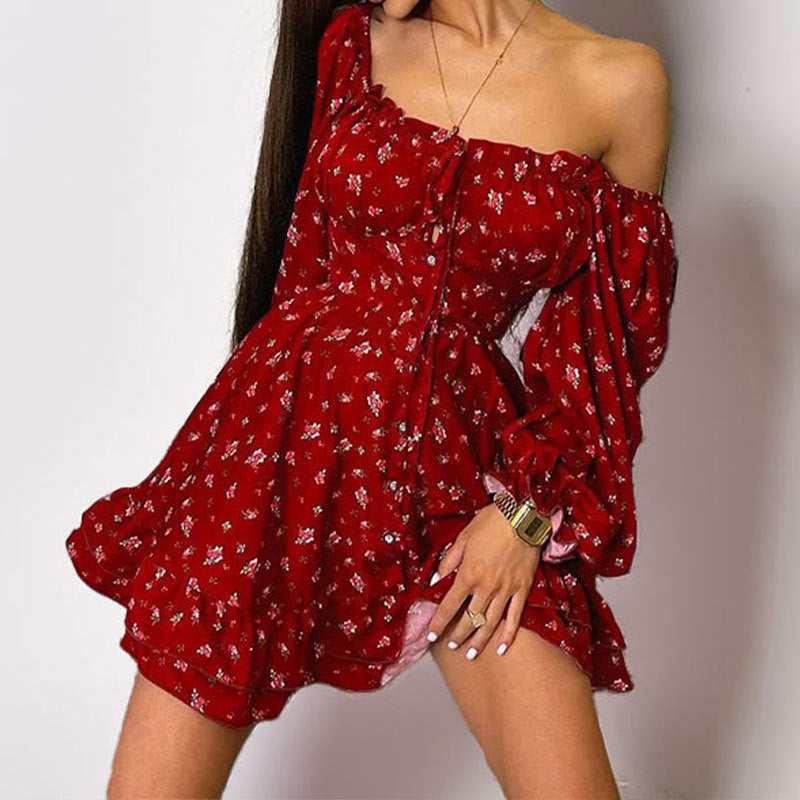 Robe femme décolletée avec motifs floraux et détails froncés Levoire
