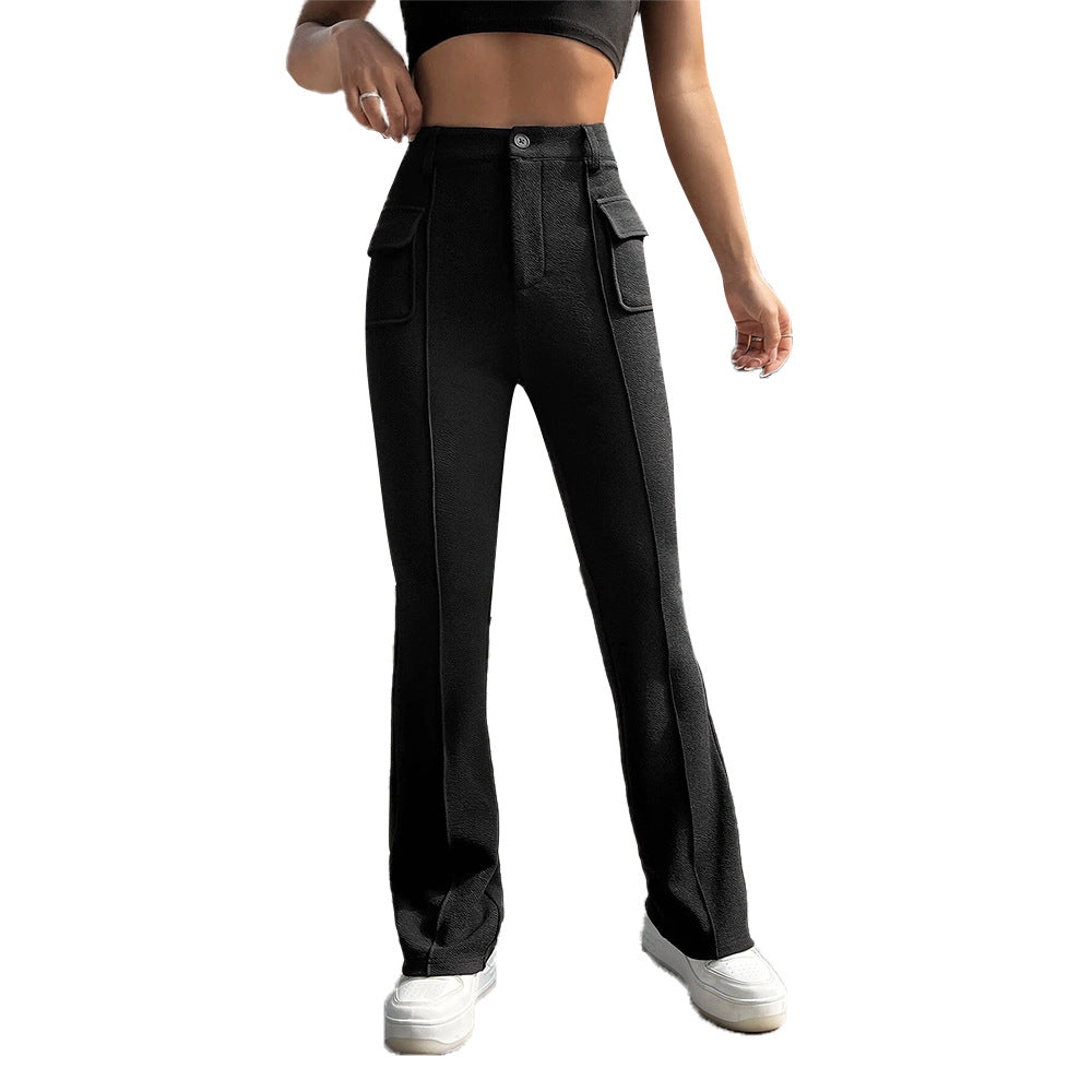 Pantalons palazzo classiques pour femmes avec poches plaquées et taille haute Levoire