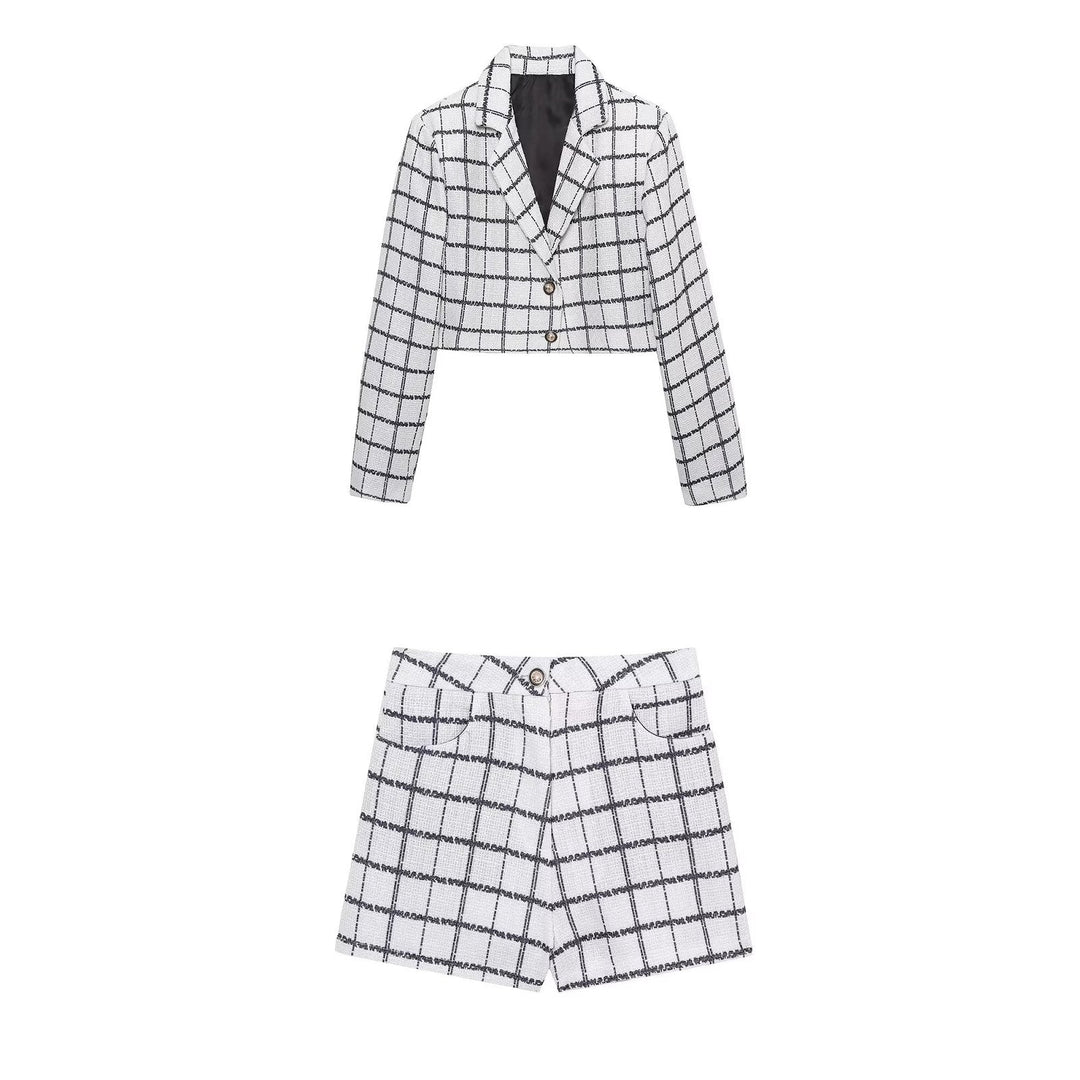 Levoire | Ensemble de Blazer à Carreaux Élégant et Jupe Mini