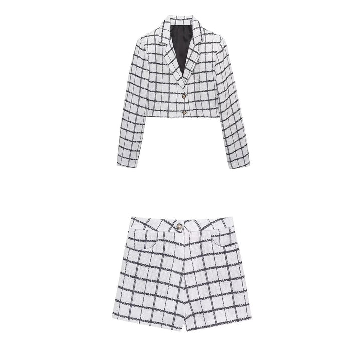 Levoire | Ensemble de Blazer à Carreaux Élégant et Jupe Mini