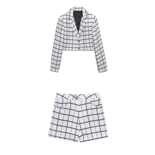Levoire | Ensemble de Blazer à Carreaux Élégant et Jupe Mini