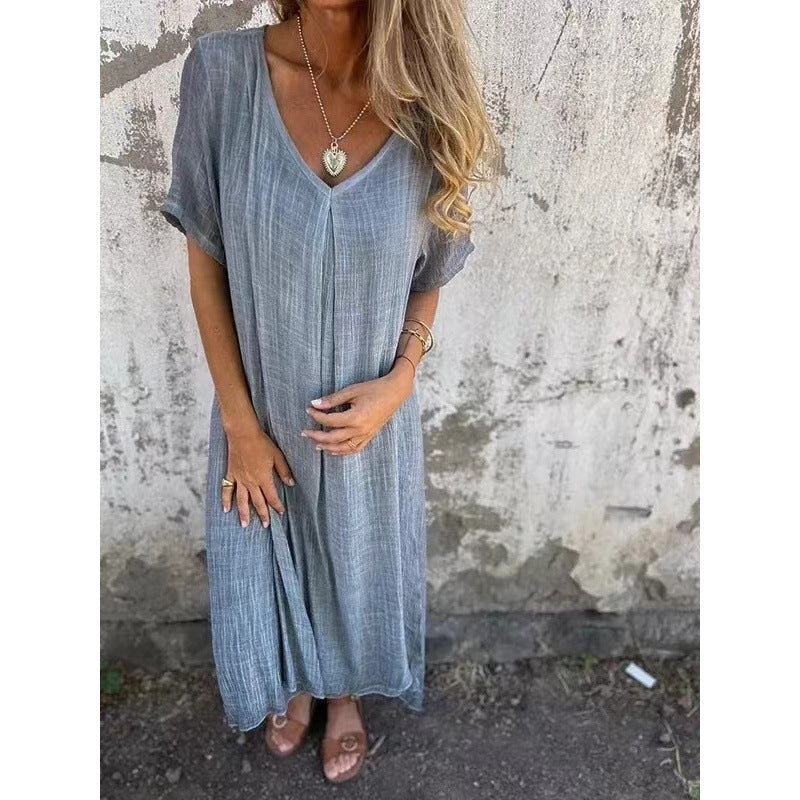 Levoire | Robe midi semi-formelle élégante à décolleté en V Gris