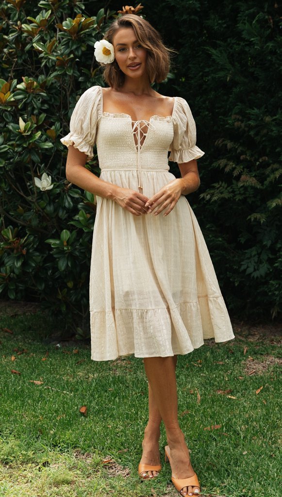 Robe de fête de mariage pour femme avec des manches bouffantes et un lacet Levoire