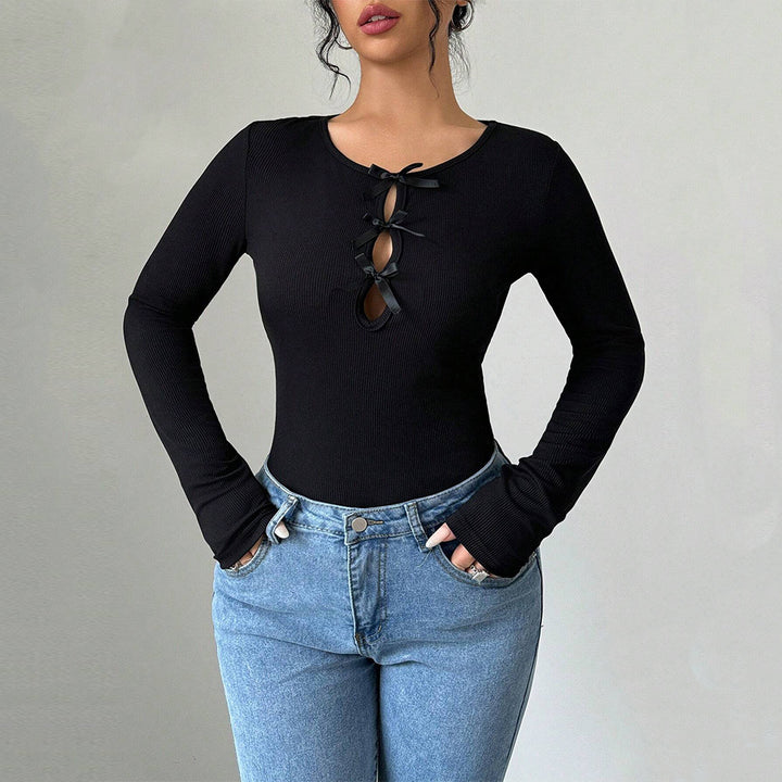 Body féminin avec des nœuds décoratifs et des manches longues Levoire