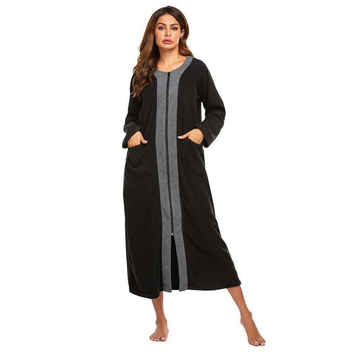 Levoire | Robe de loisirs Bloc de couleur Fermeture éclair Robe à manches longues
