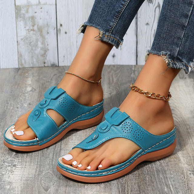 Levoire | Mules Confortables Compensées Bleu