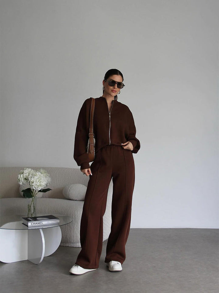 Levoire | Trendik Street Style Veste Pantalon Long Set Braun