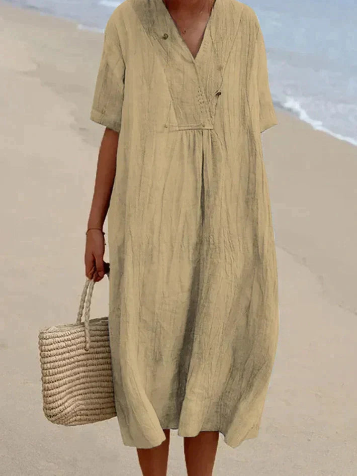 Levoire | Robe D'Été En Coton Et Lin Khaki