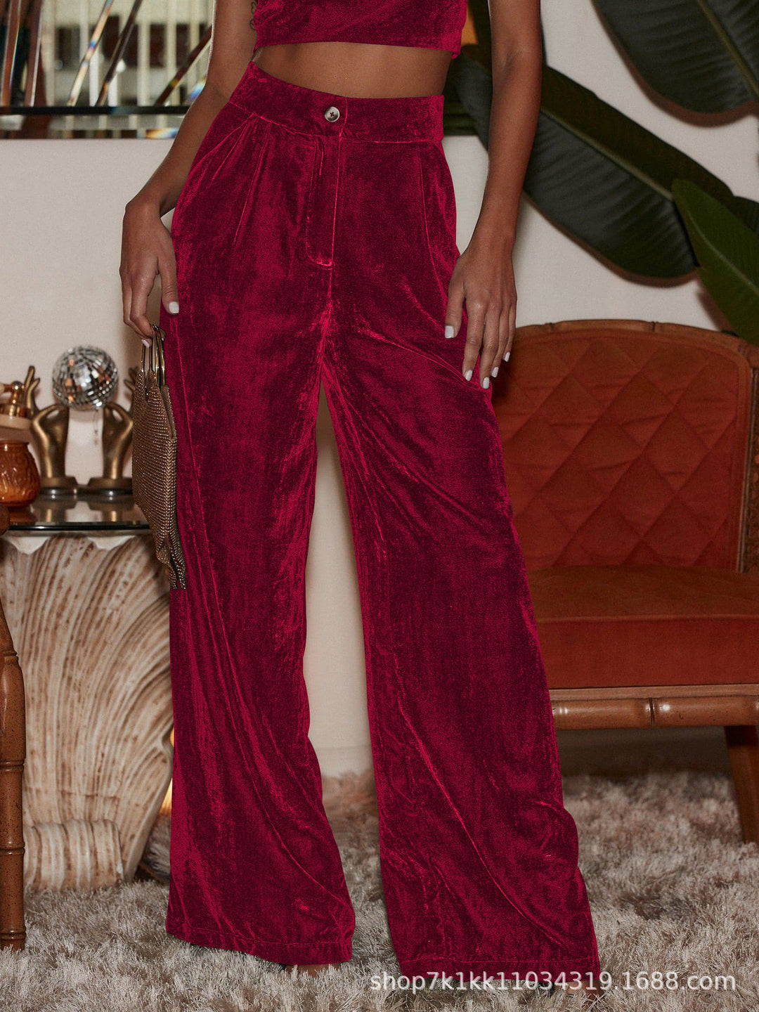 Pantalons en velours large élégant pour femmes avec de hautes fentes Levoire