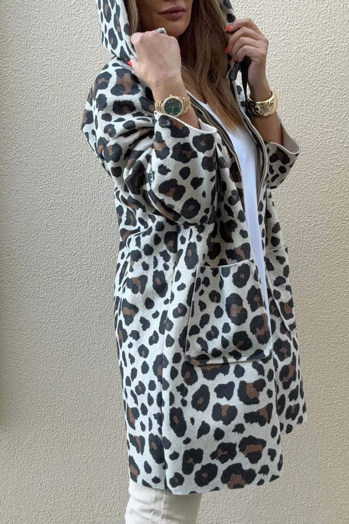Sweat à capuche pour femmes avec un motif léopard à la mode et des poches pratiques Levoire
