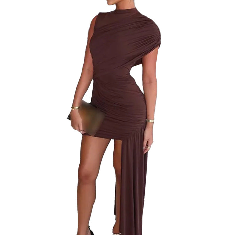 Robe de cocktail asymétrique pour femme avec drapé Levoire