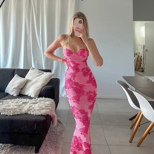 Robe de soirée élégante pour femmes avec bordure en dentelle florale Levoire