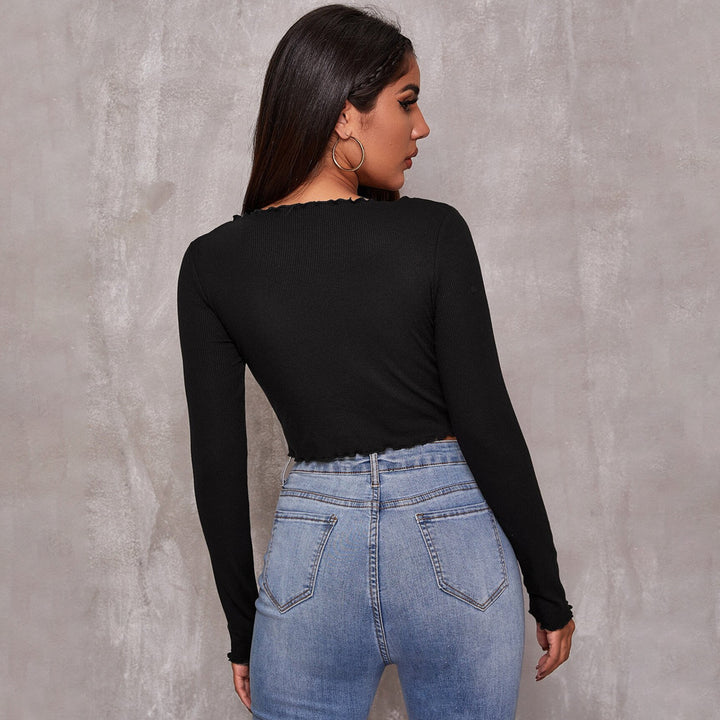 Top court pour femmes avec lacets et détails de volants élégants Levoire