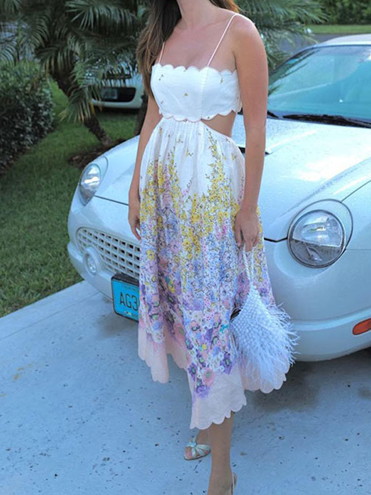 Levoire | Élégante Robe À Fleurs Avec Col Halter Lilas