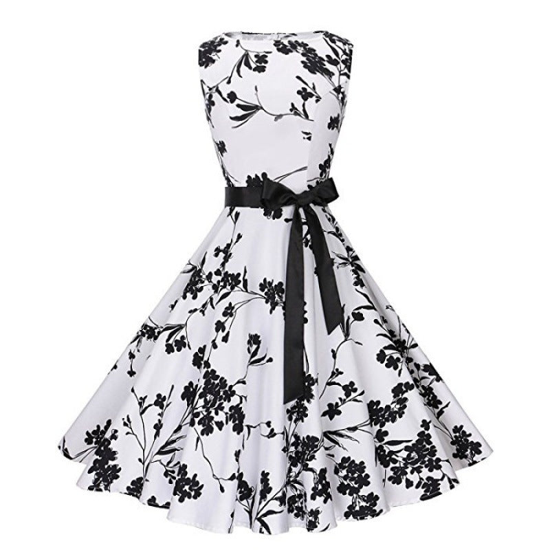 Robe vintage swing pour femme avec motif floral et silhouette ajustée Levoire