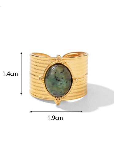 Levoire | Bague Ouverte Réglable Avec Pierre Ovale Recouverte D'Or