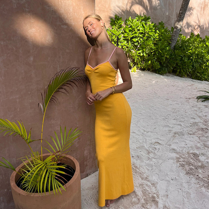 Robe Maxi Élégante pour Femmes avec Bretelles Spaghetti et Coupe Près du Corps Levoire