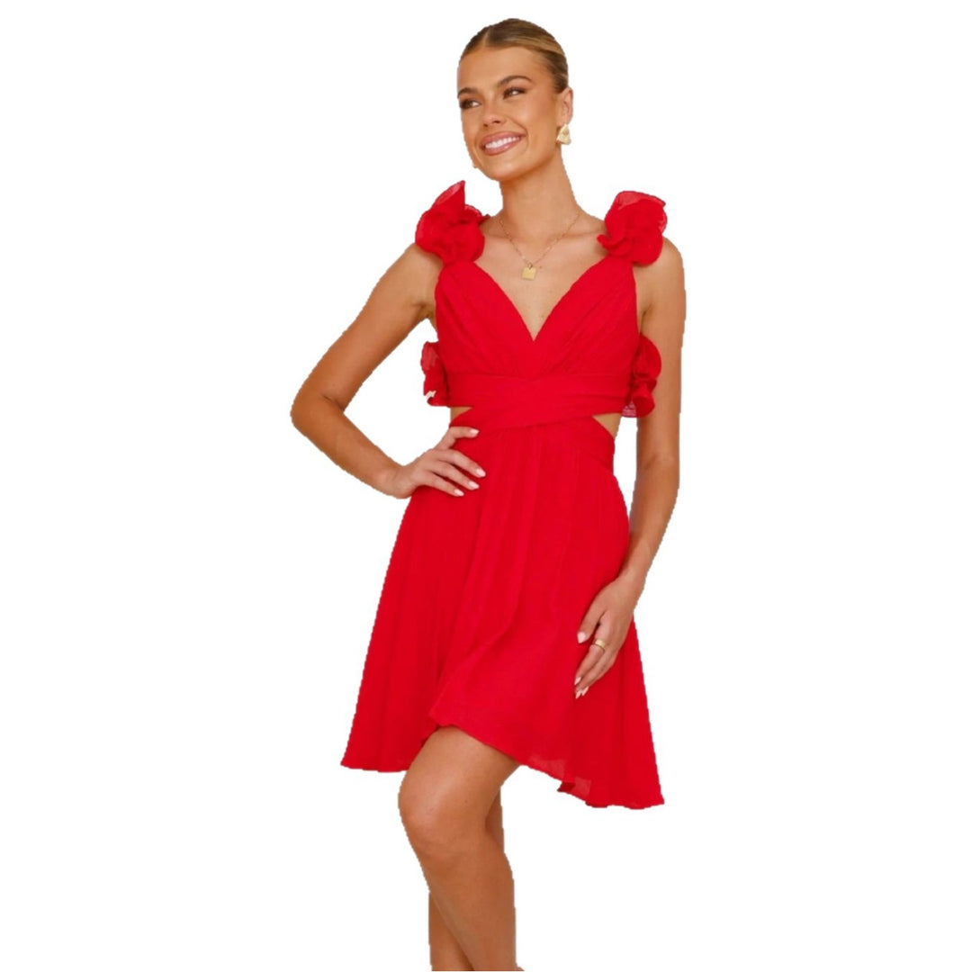 Robe d'été ludique pour femme avec détails en volants et coupe ajustée Levoire