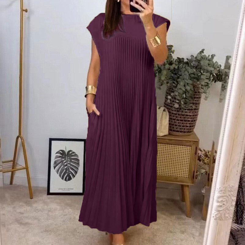Robe maxi plissée élégante pour dames avec poches pratiques Levoire