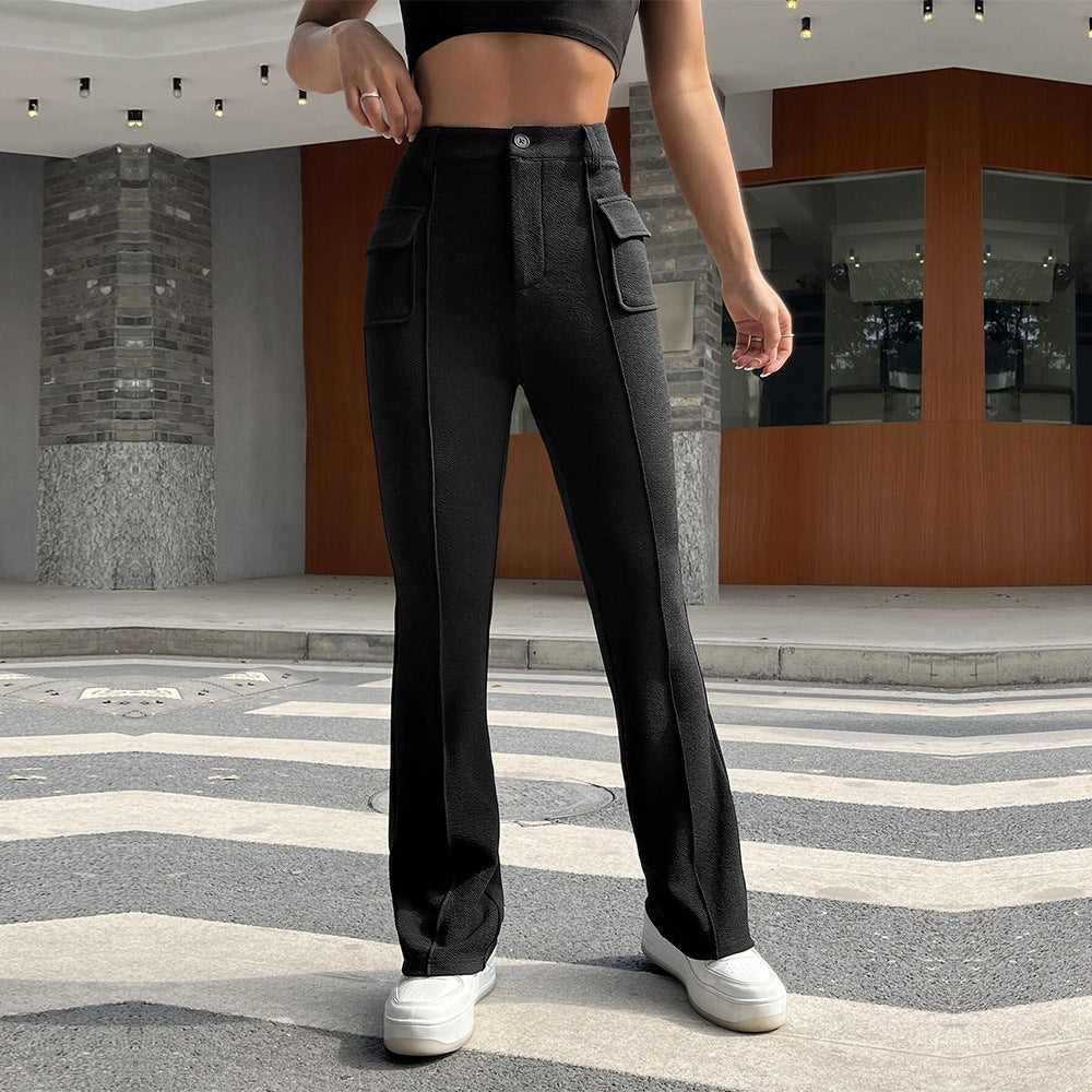 Pantalons palazzo classiques pour femmes avec poches plaquées et taille haute Levoire