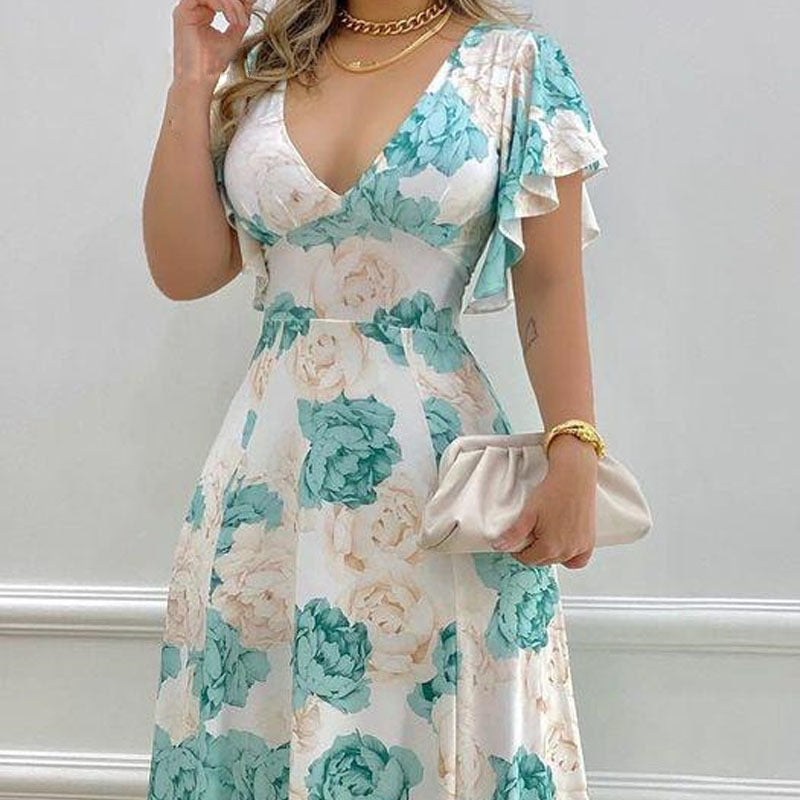 Robe maxi femme avec motif floral romantique Levoire