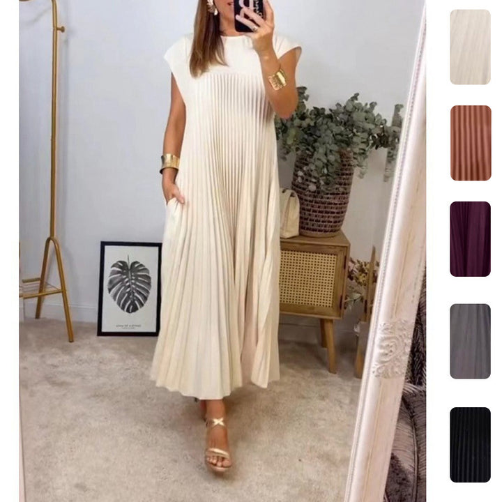 Robe maxi plissée élégante pour dames avec poches pratiques Levoire