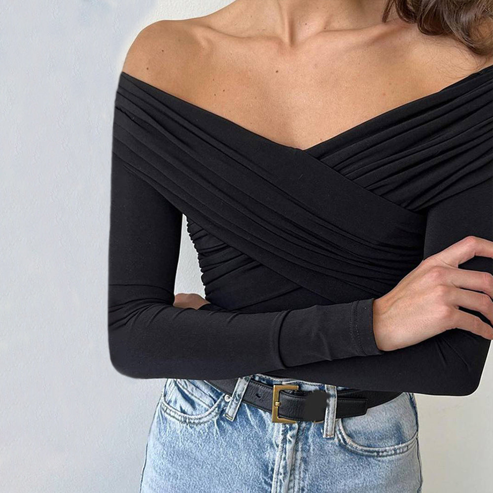 Body à manches longues pour femmes avec un design chic à épaules dénudées et un détail de drapé raffiné Levoire