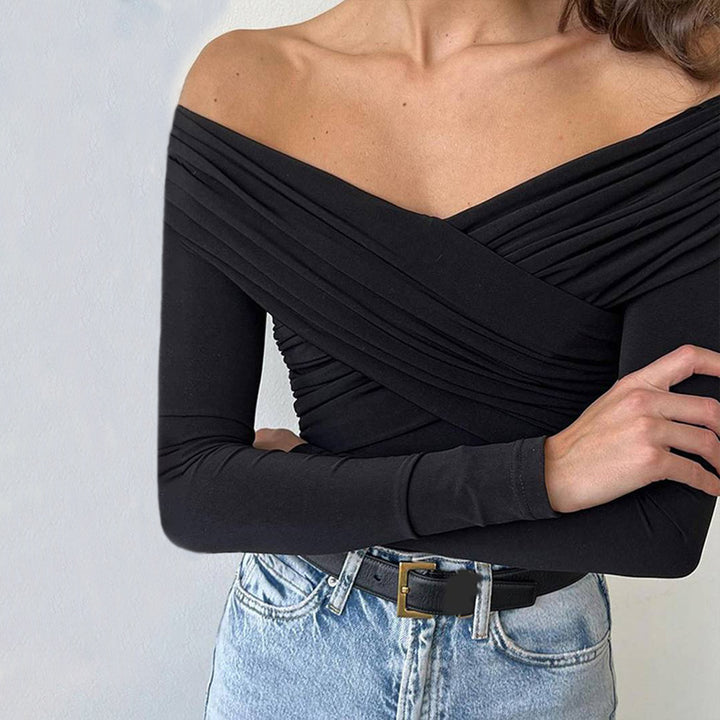 Body à manches longues pour femmes avec un design chic à épaules dénudées et un détail de drapé raffiné Levoire