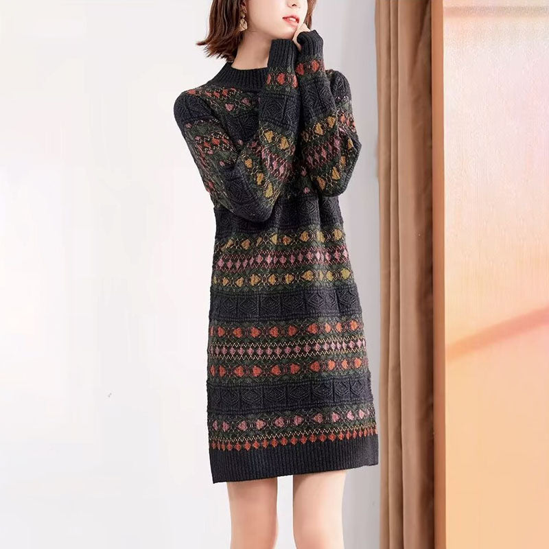 Levoire | Tricotée Ethnique Vintage Noir 1 Taille Unique