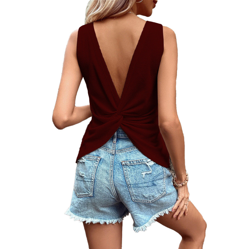 Top élégant pour femmes avec découpe dans le dos et détail tordu Levoire