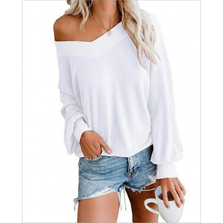 Pull en maille décontracté femme à épaules dénudées avec manches volumineuses Levoire