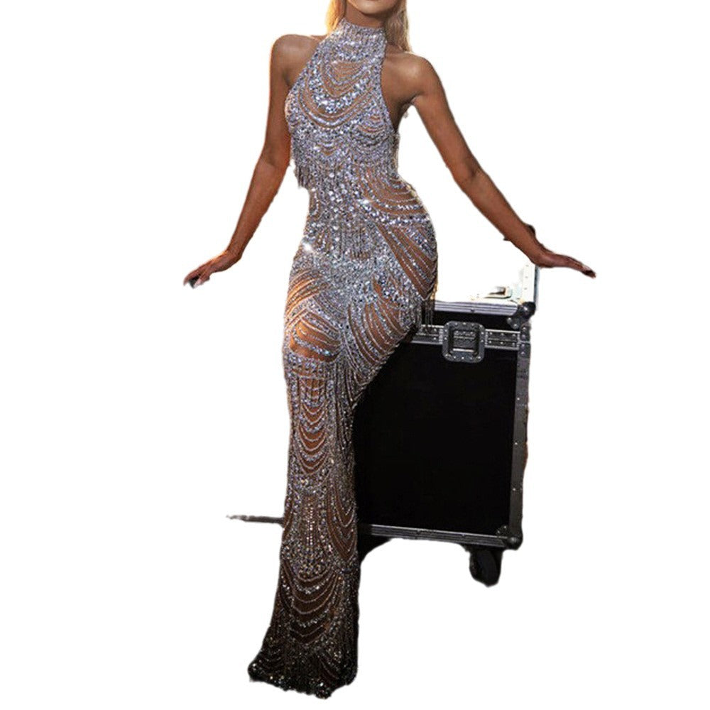 Levoire | Mode sexy transparente scintillante longue jupe robe