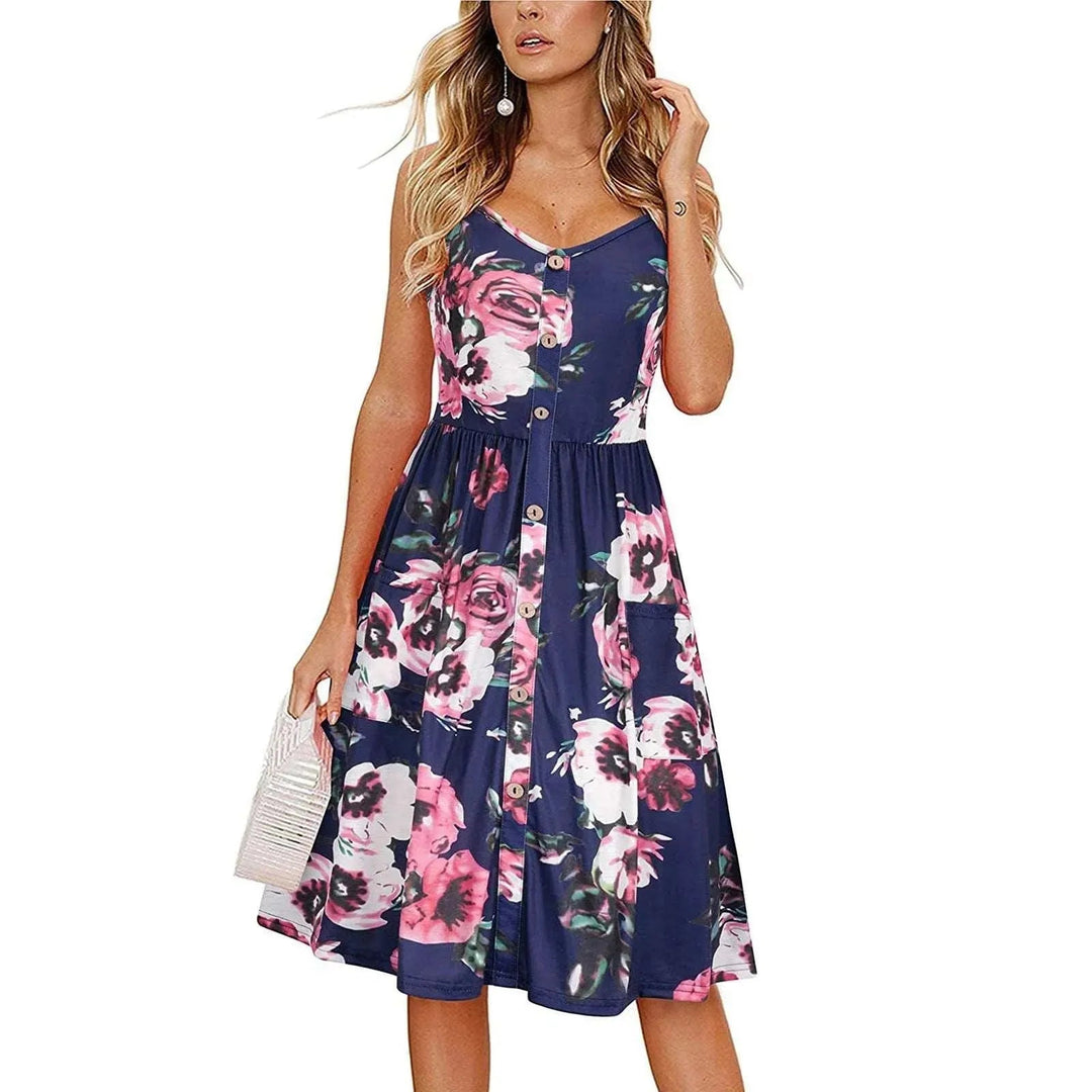 Levoire | Robe pour femmes avec décolleté en V et large ourlet Rosa