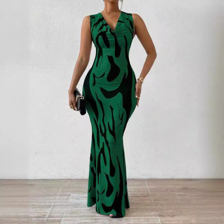 Levoire | Robe confortable sans effort à décolleté en V à une seule étape Vert foncé