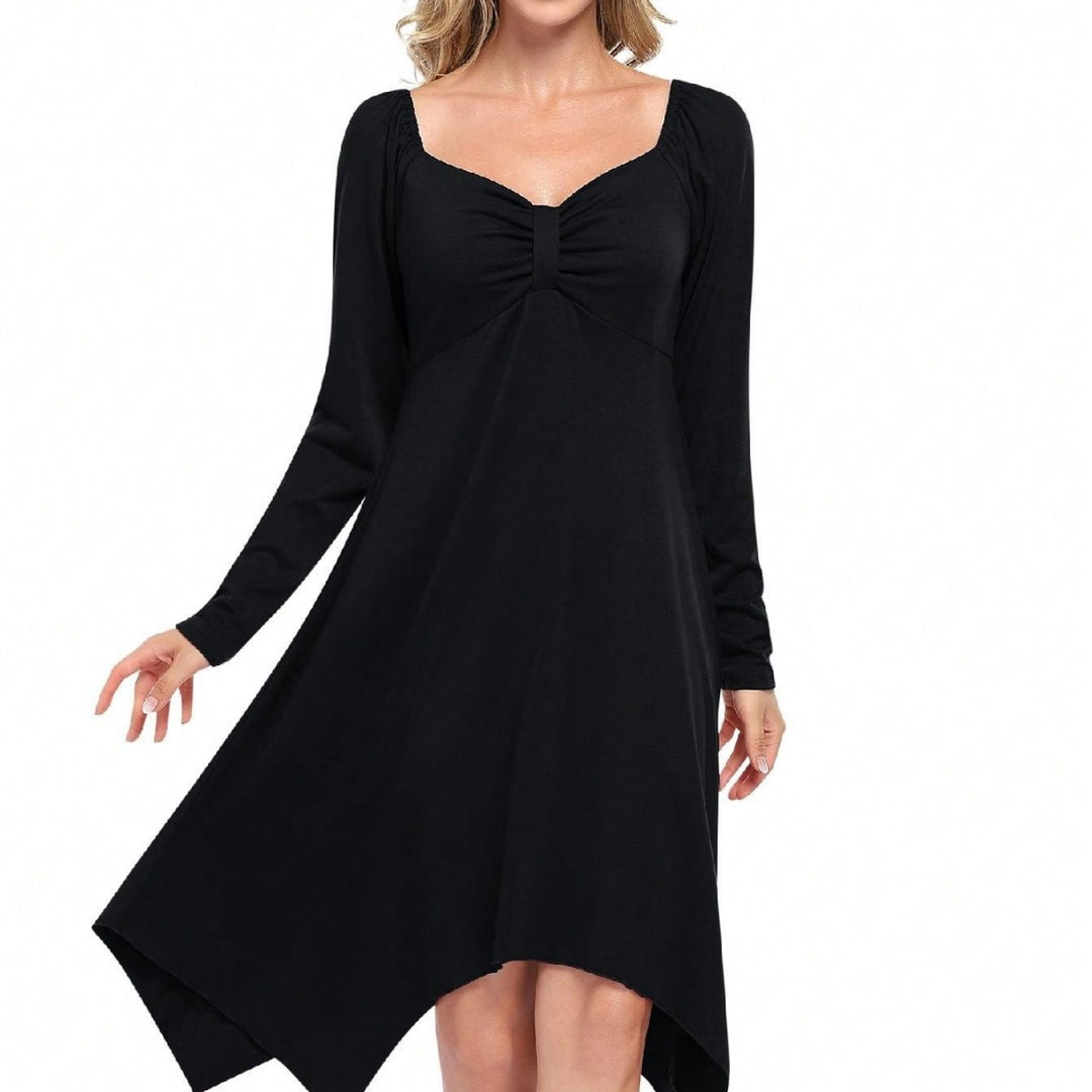 Robe longue asymétrique pour femme avec manches longues et corsage froncé Levoire