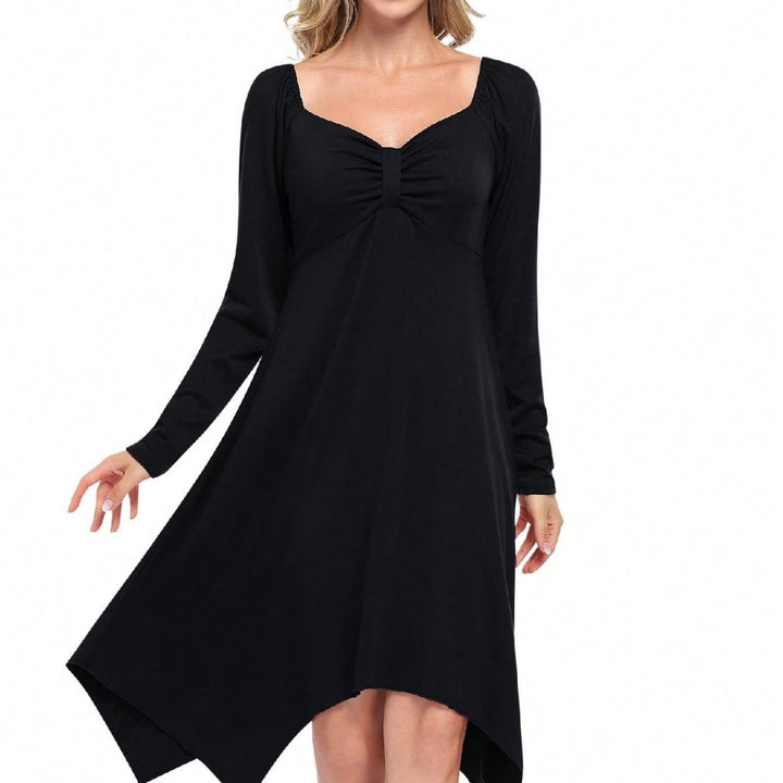 Robe longue asymétrique pour femme avec manches longues et corsage froncé Levoire