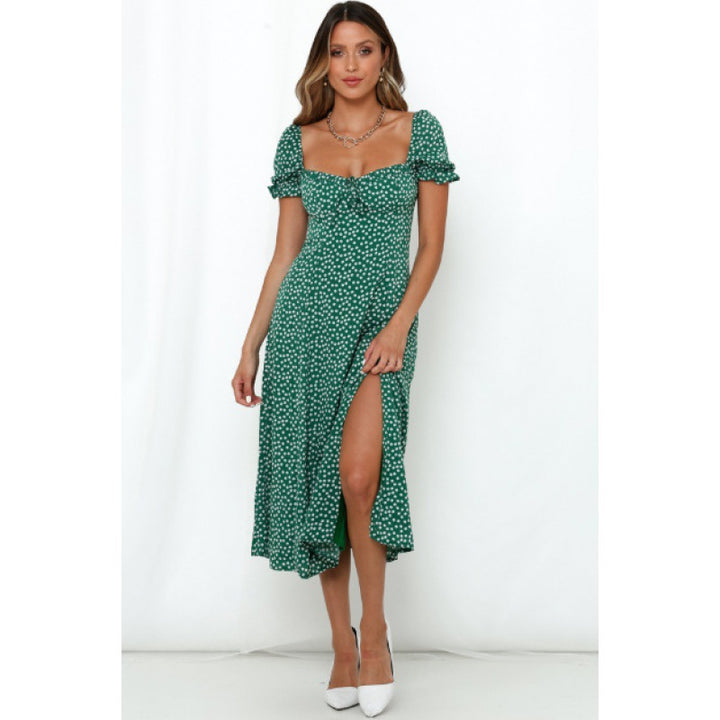 Robe midi femme avec fente latérale et motif floral romantique Levoire