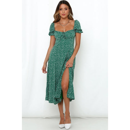 Robe midi femme avec fente latérale et motif floral romantique Levoire
