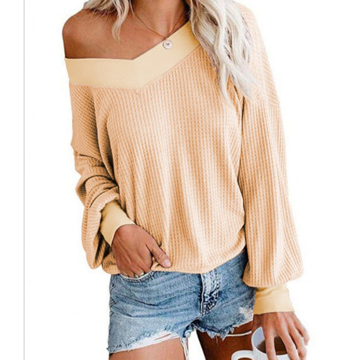 Pull en maille décontracté femme à épaules dénudées avec manches volumineuses Levoire