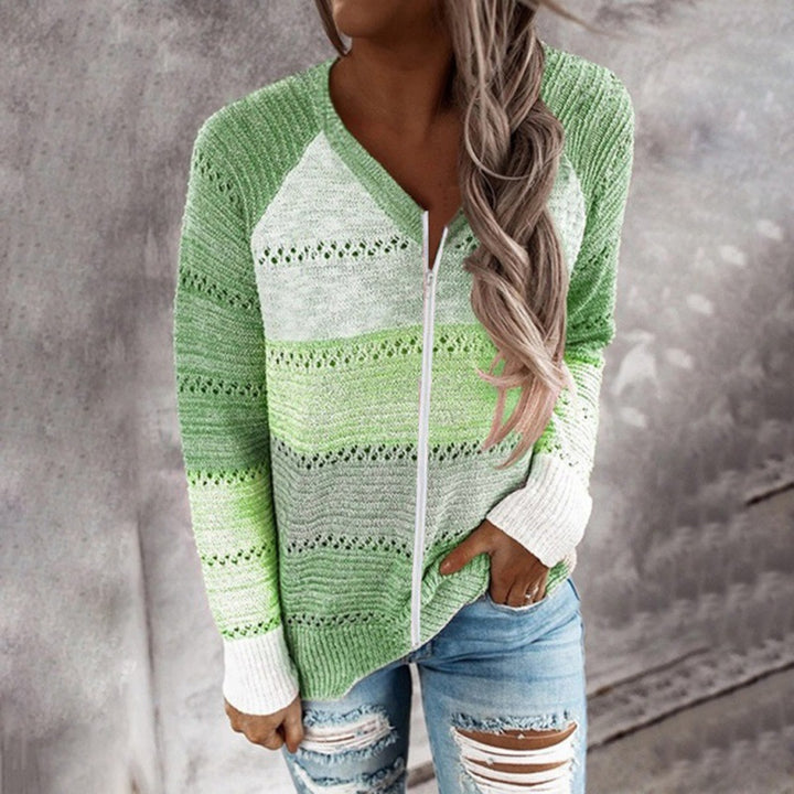 Pullover en tricot pour femme avec zip et détails en côtes aérées Levoire