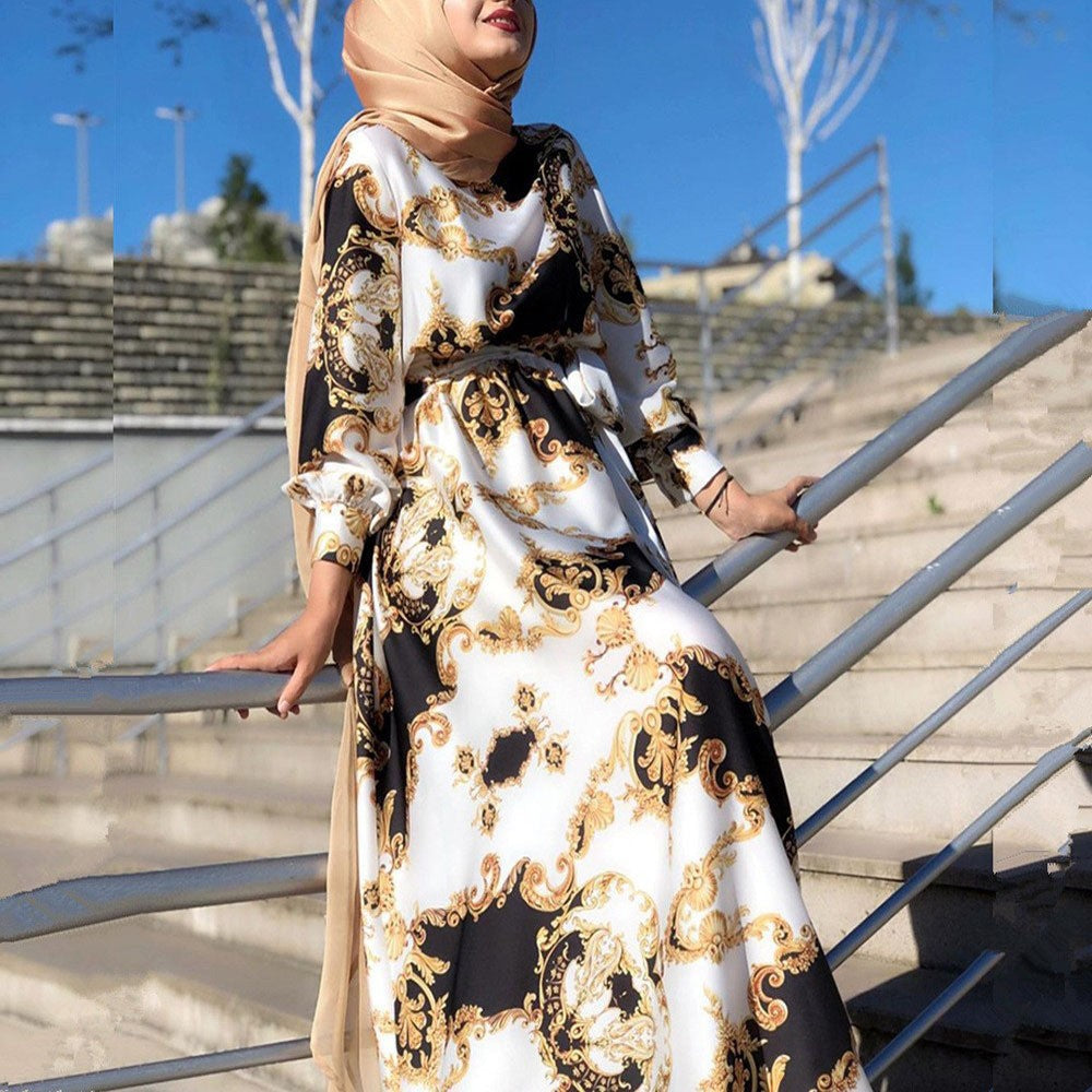 Levoire | Élégant Imprimé Mode Corde Slim Robe