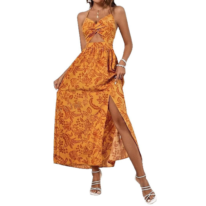 Robe maxi femme avec design découpé floral et fente latérale Levoire