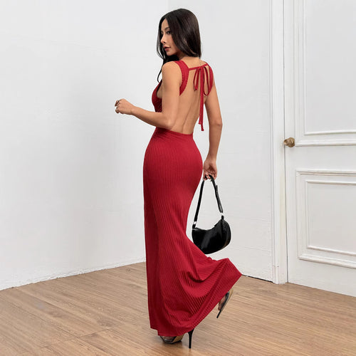 Robe maxi côtelée ajustée pour femmes avec élégante encolure ronde Levoire