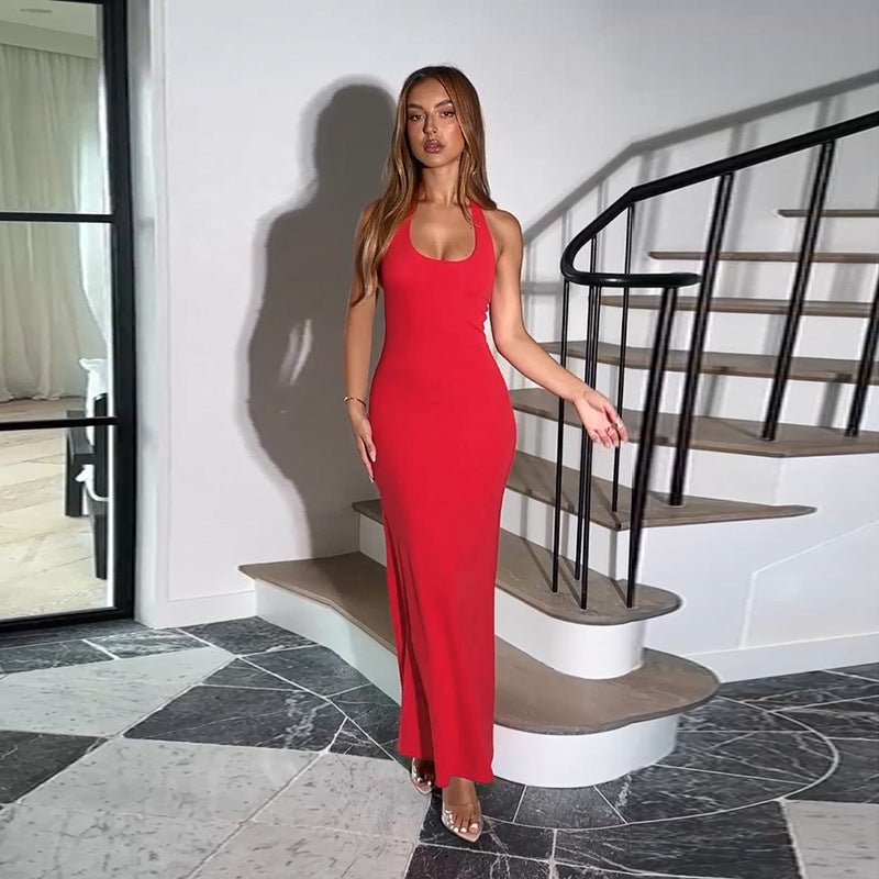 Robe Maxi Élégante pour Femme avec Slim Fit et Décolleté Profond à l'Arrière Levoire