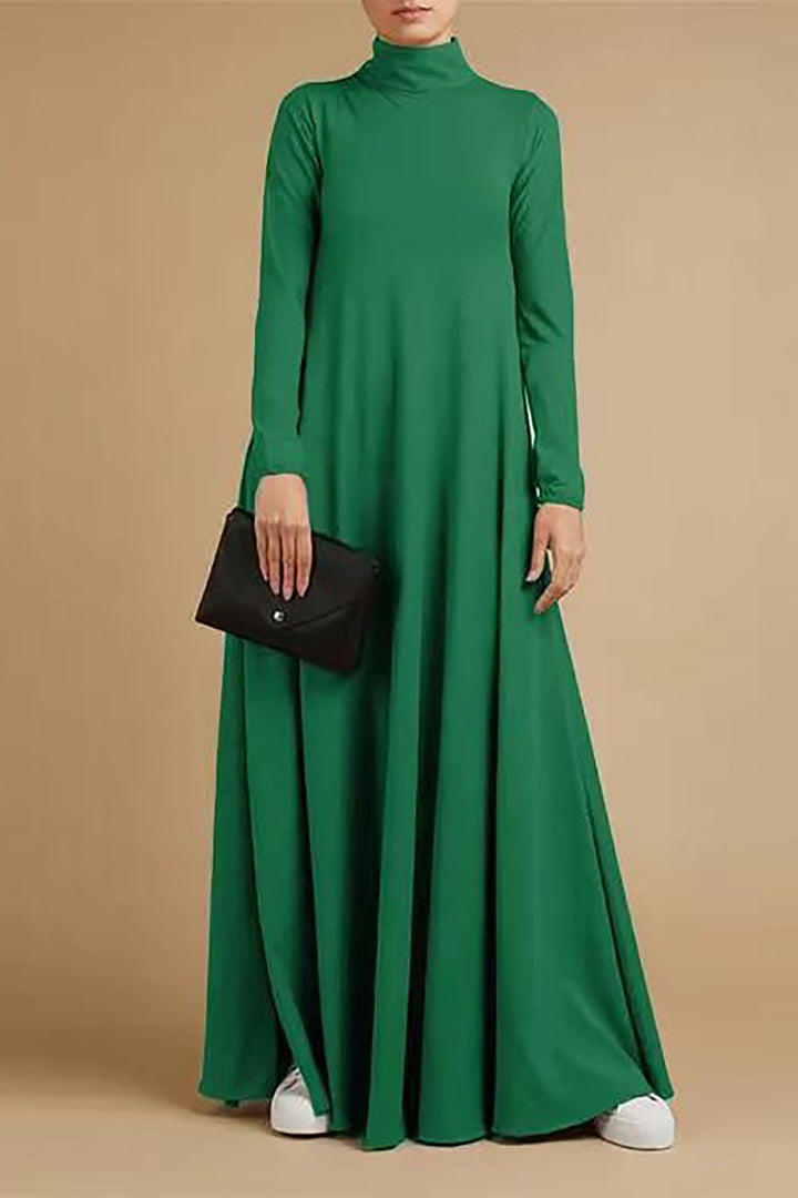 Levoire | Robe longue à manches longues à col haut pour femmes Vert